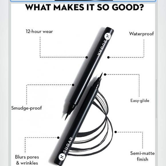 New/Sealed Sugar Wingman Waterproof Microliner Precision Eyeliner I’ll Be Black - Picture 4 of 16